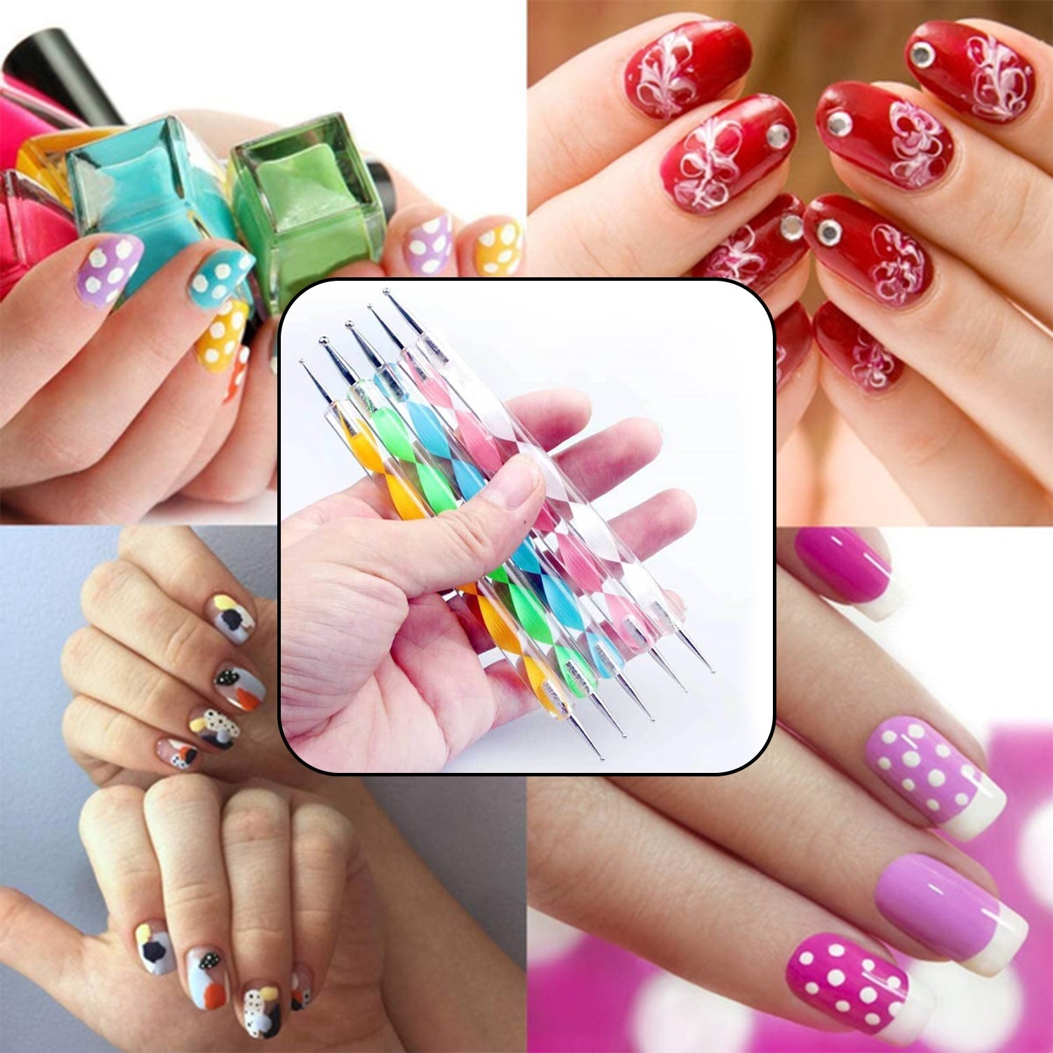 Nail Art Point Pen And Set Used By Womens For Their Fashion Purposes (Pack Of 5pcs)